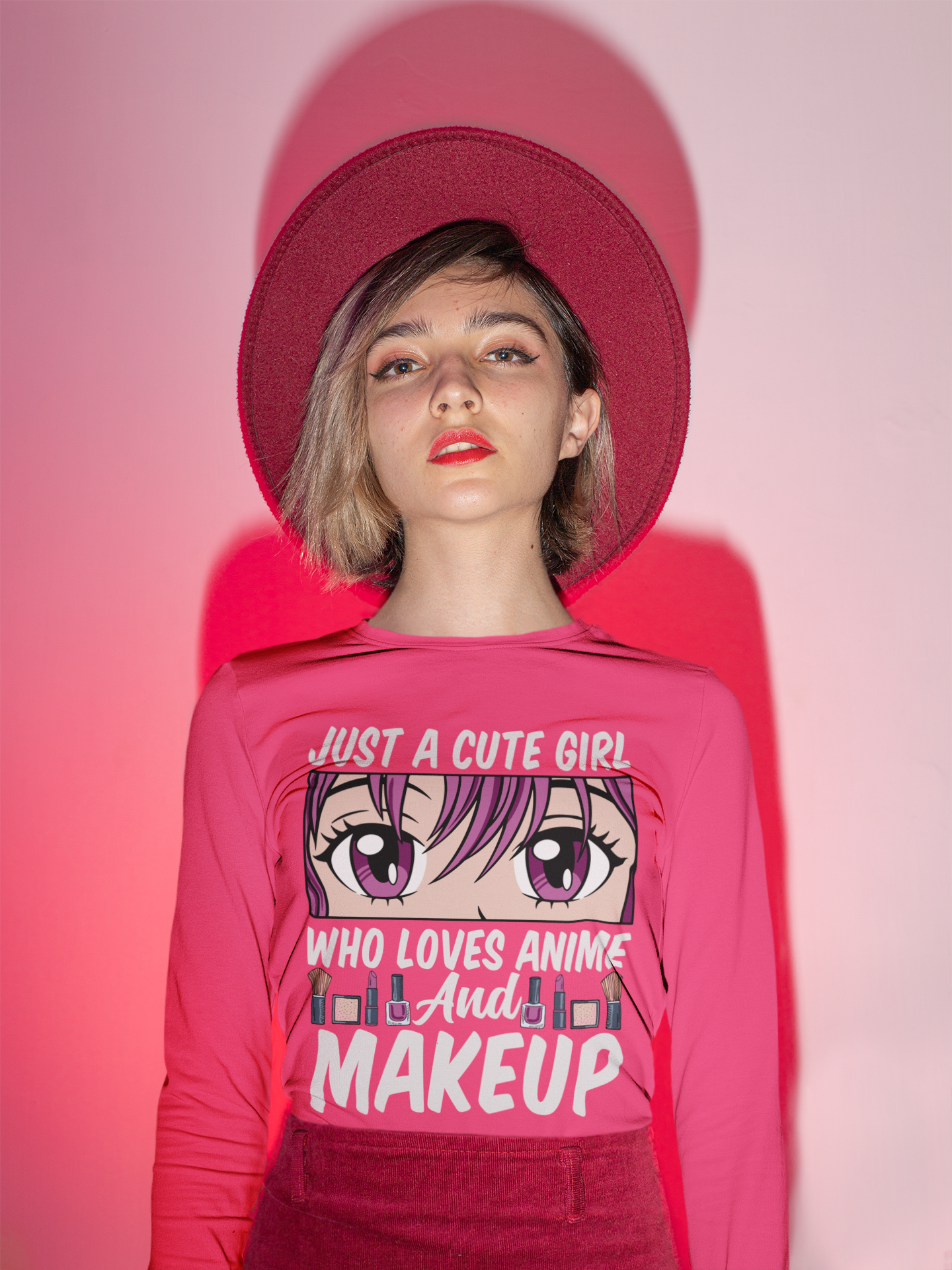 Girl Who Loves Anime  and Makeup Long Sleeve Tee — "Just a Cute "