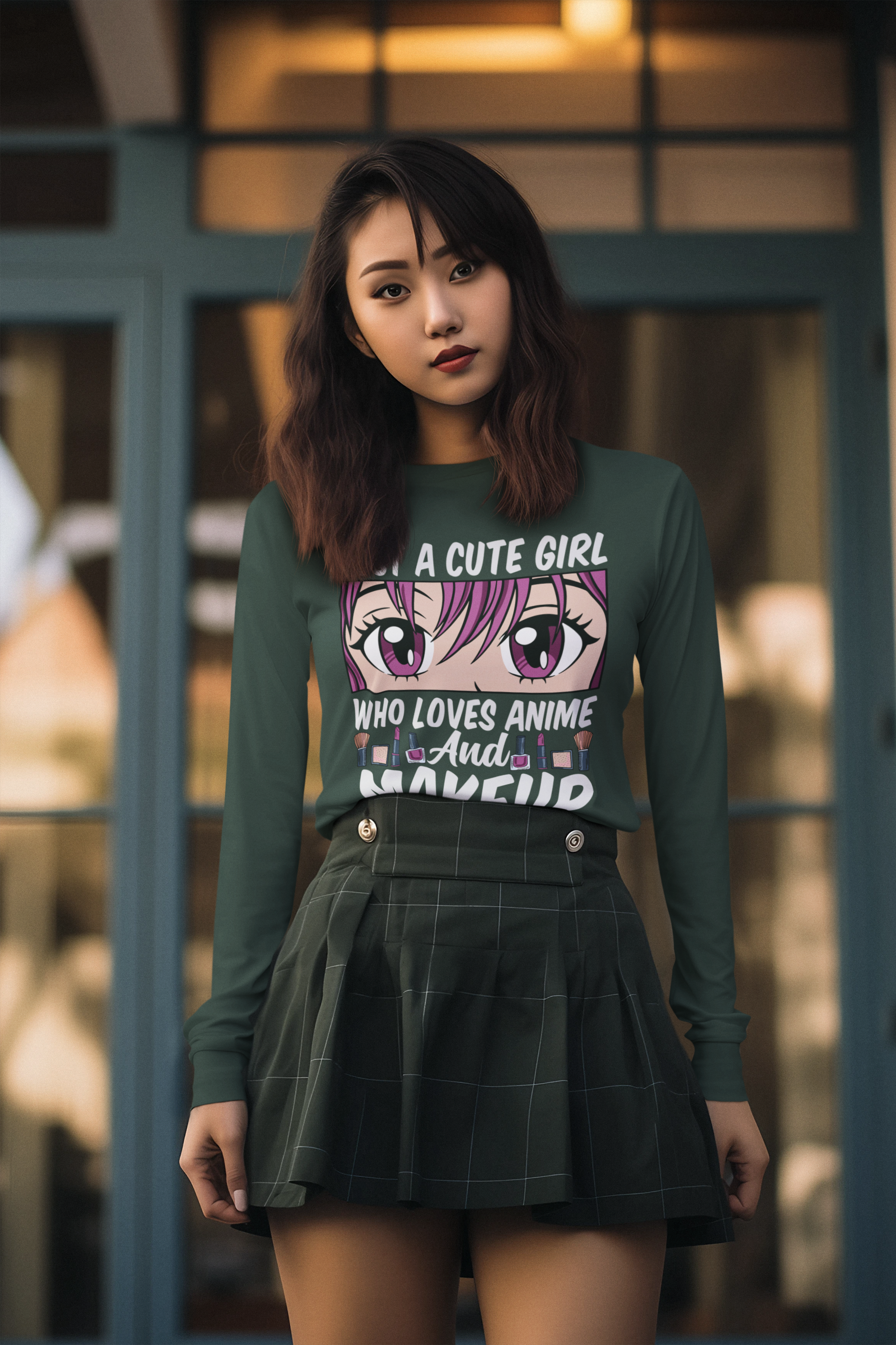 Girl Who Loves Anime  and Makeup Long Sleeve Tee — "Just a Cute "