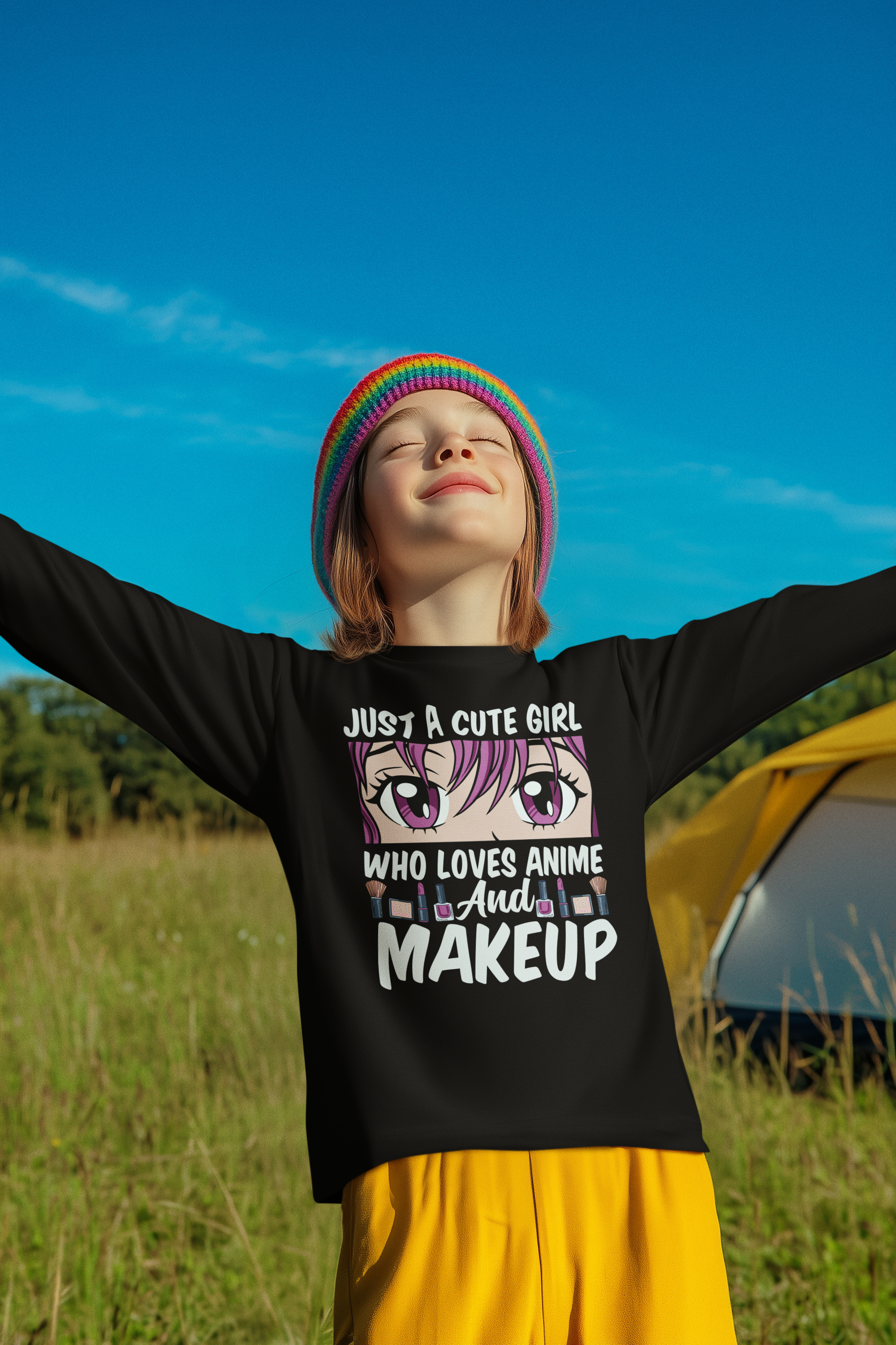 Girl Who Loves Anime  and Makeup Long Sleeve Tee — "Just a Cute "