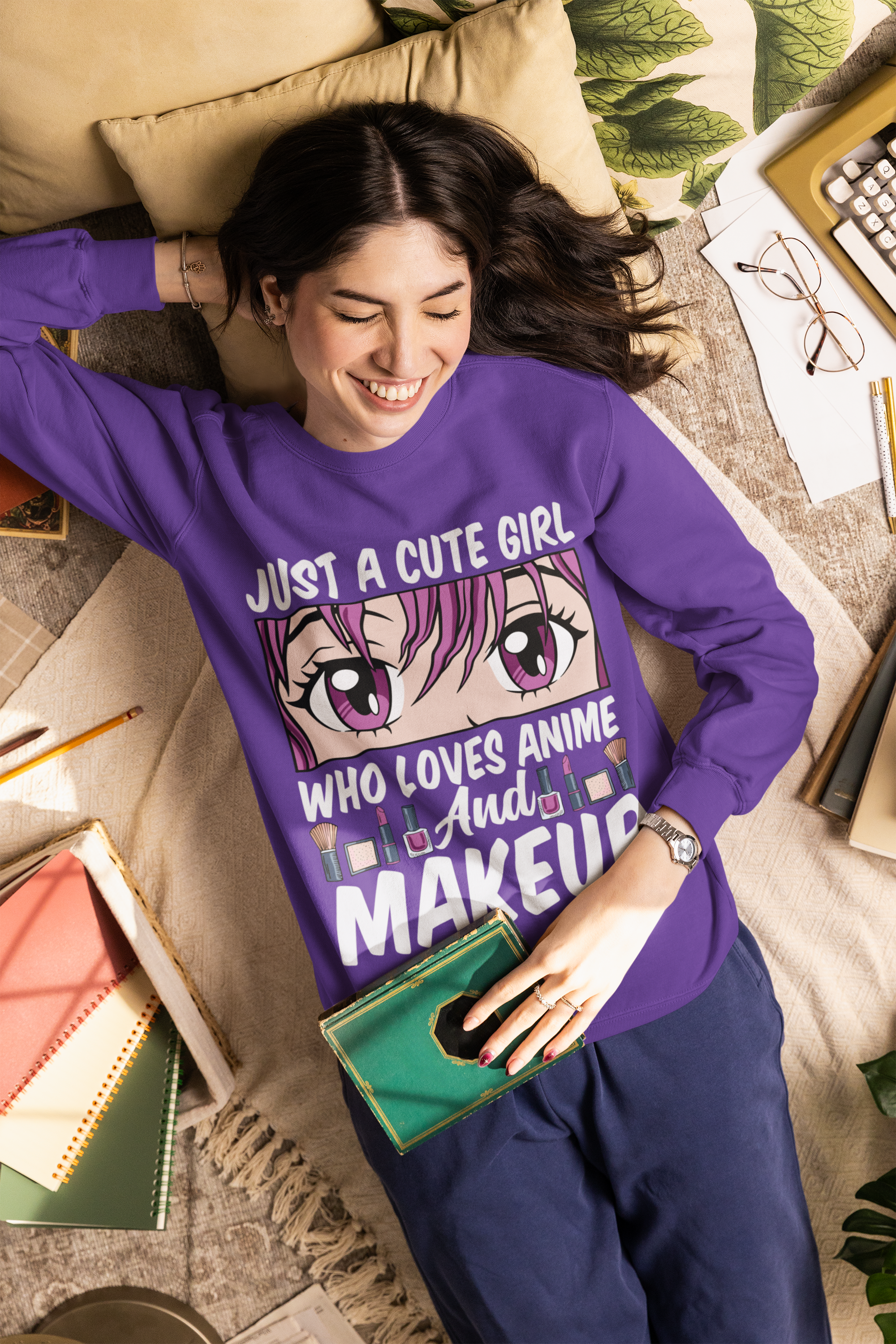 Girl Who Loves Anime  and Makeup Long Sleeve Tee — "Just a Cute "