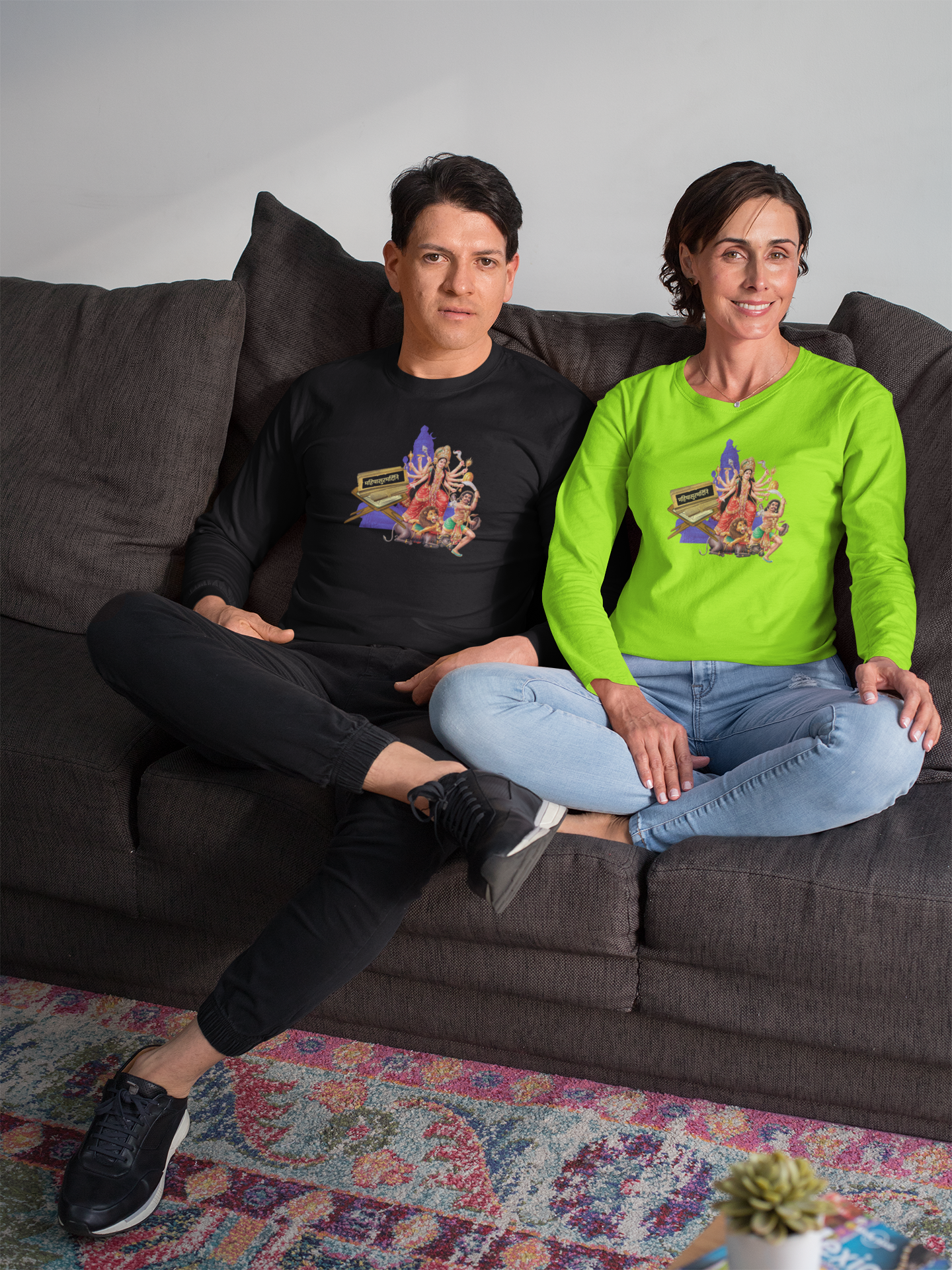 Mahishasura Mardini  Sanskrit Long Sleeve Tee