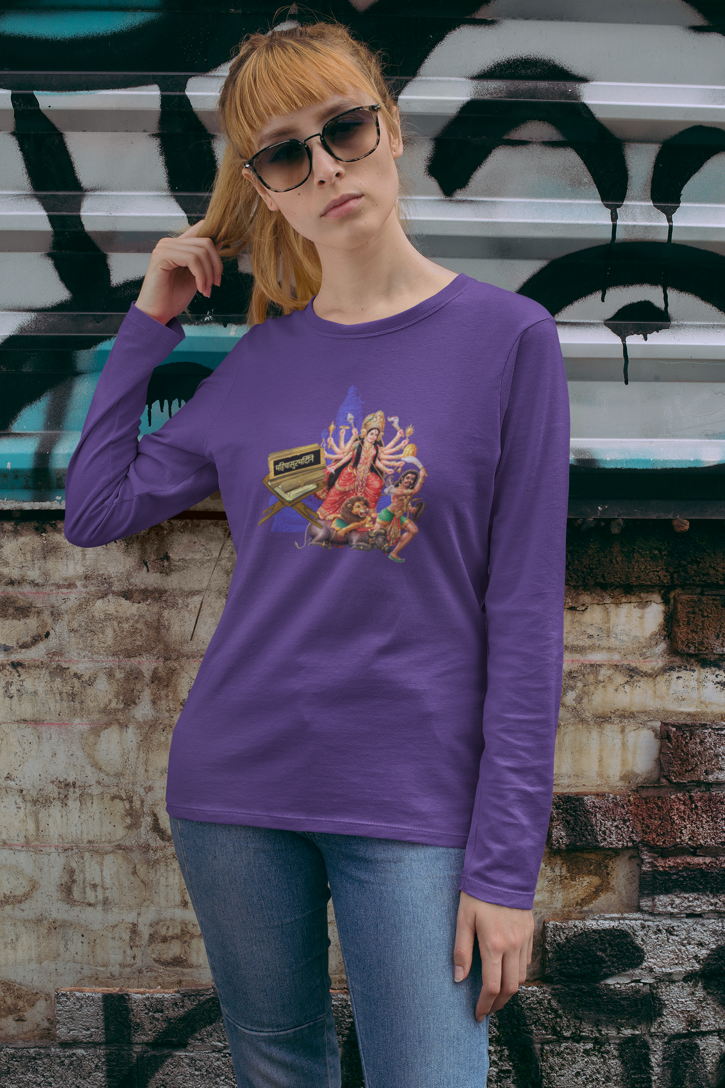 Mahishasura Mardini  Sanskrit Long Sleeve Tee