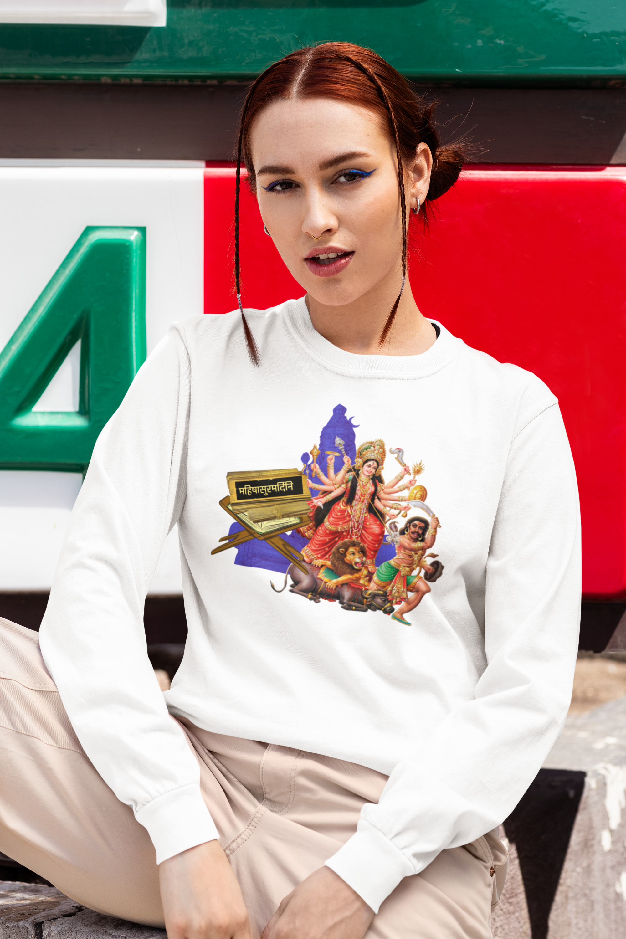 Mahishasura Mardini  Sanskrit Long Sleeve Tee