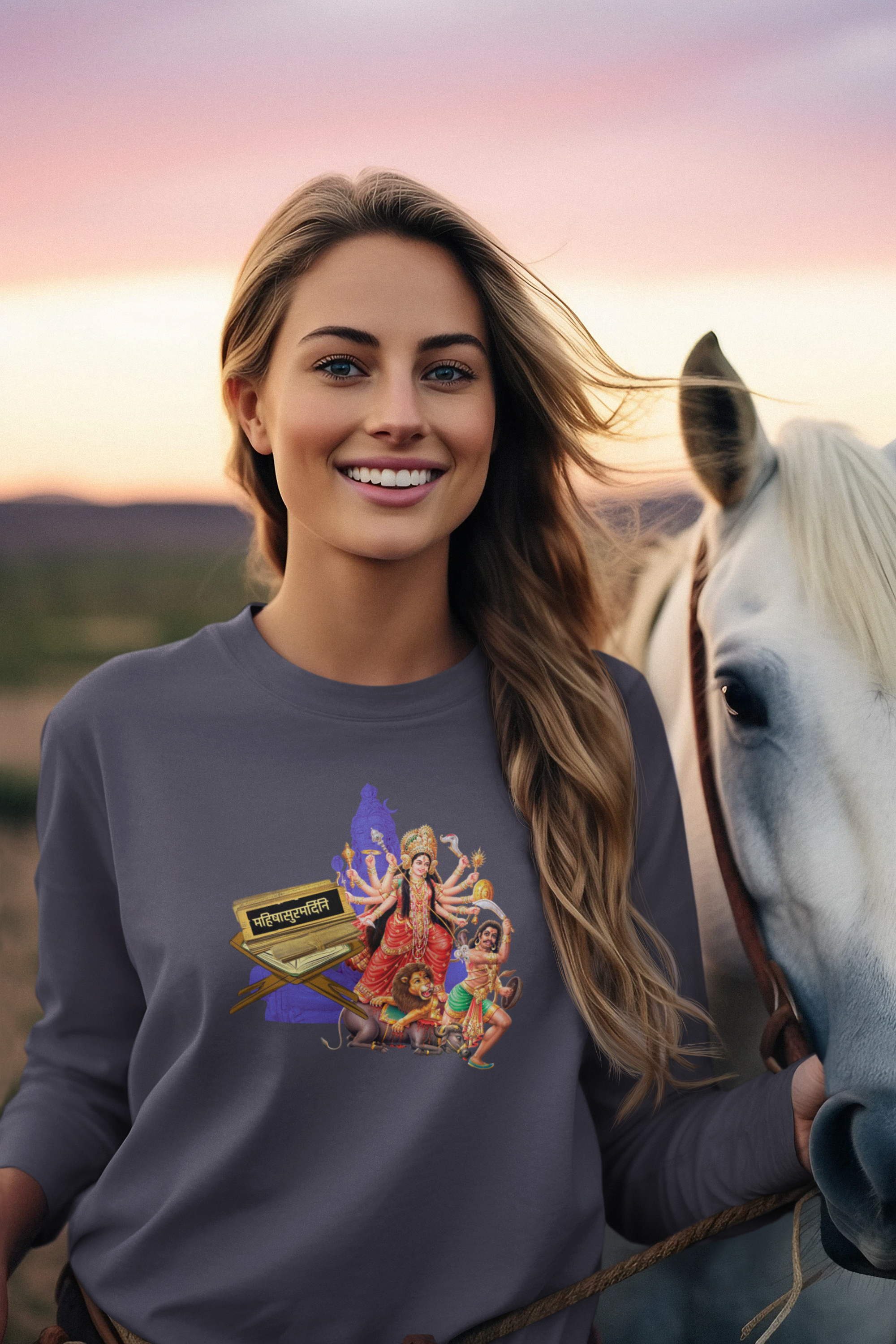 Mahishasura Mardini  Sanskrit Long Sleeve Tee