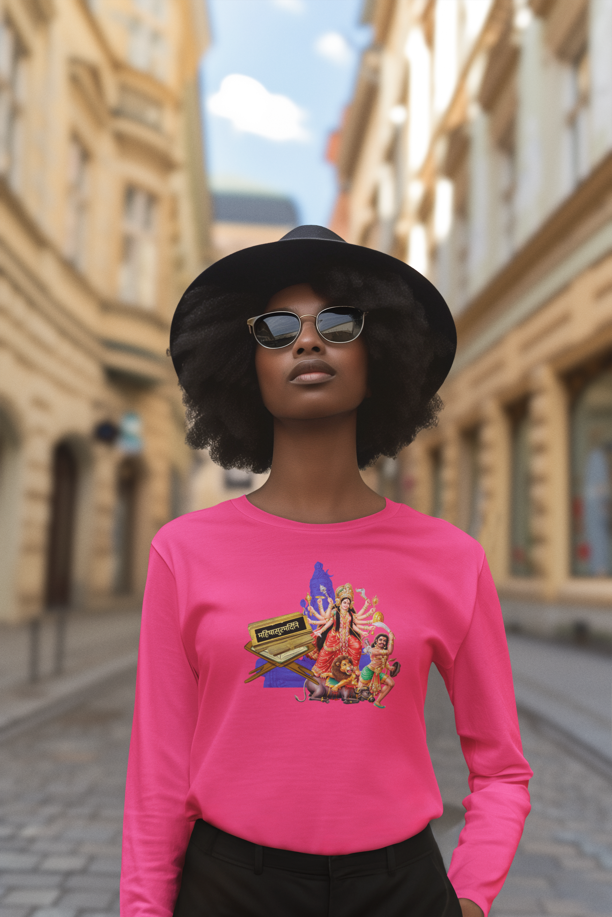 Mahishasura Mardini  Sanskrit Long Sleeve Tee