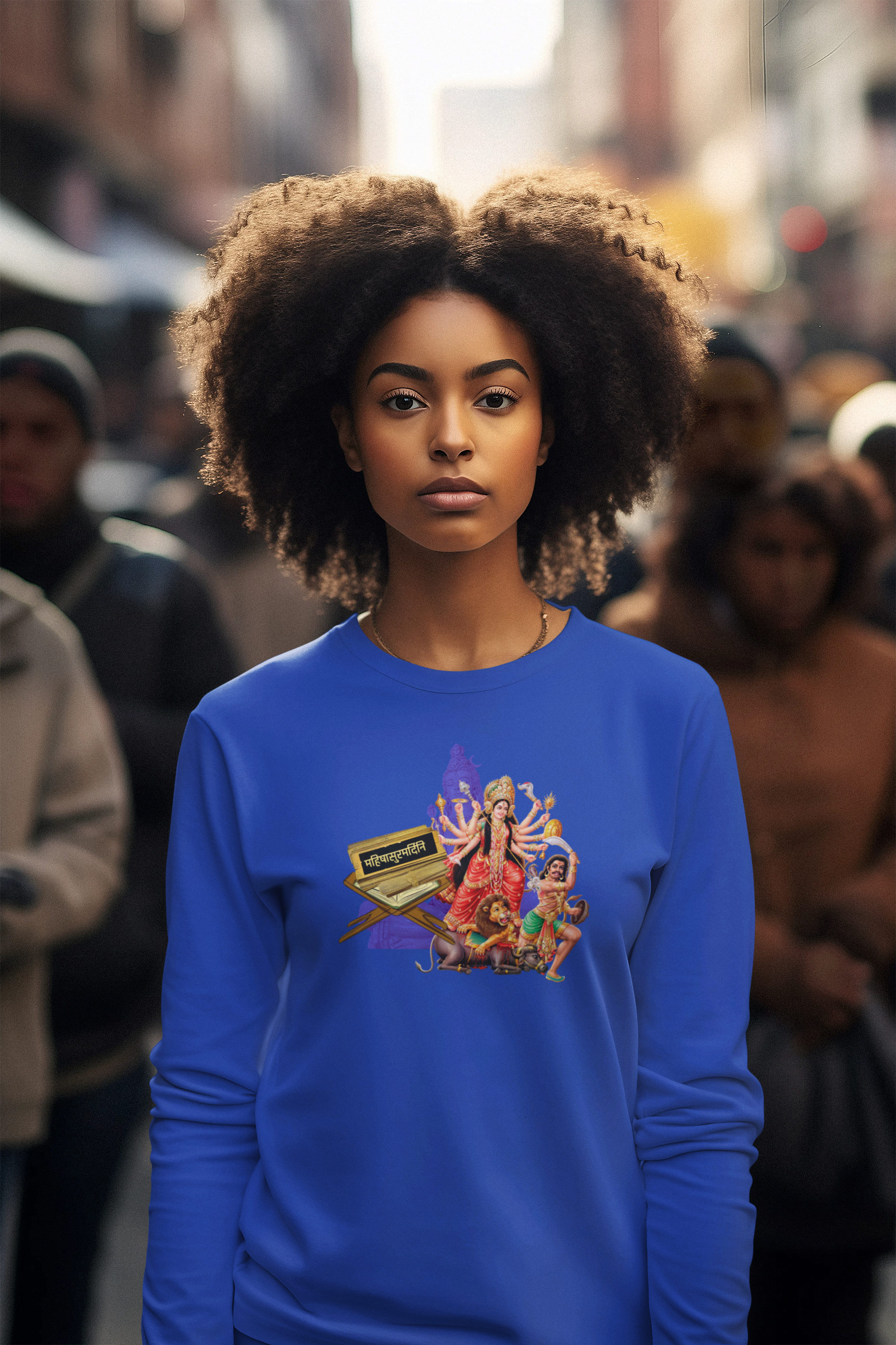 Mahishasura Mardini  Sanskrit Long Sleeve Tee