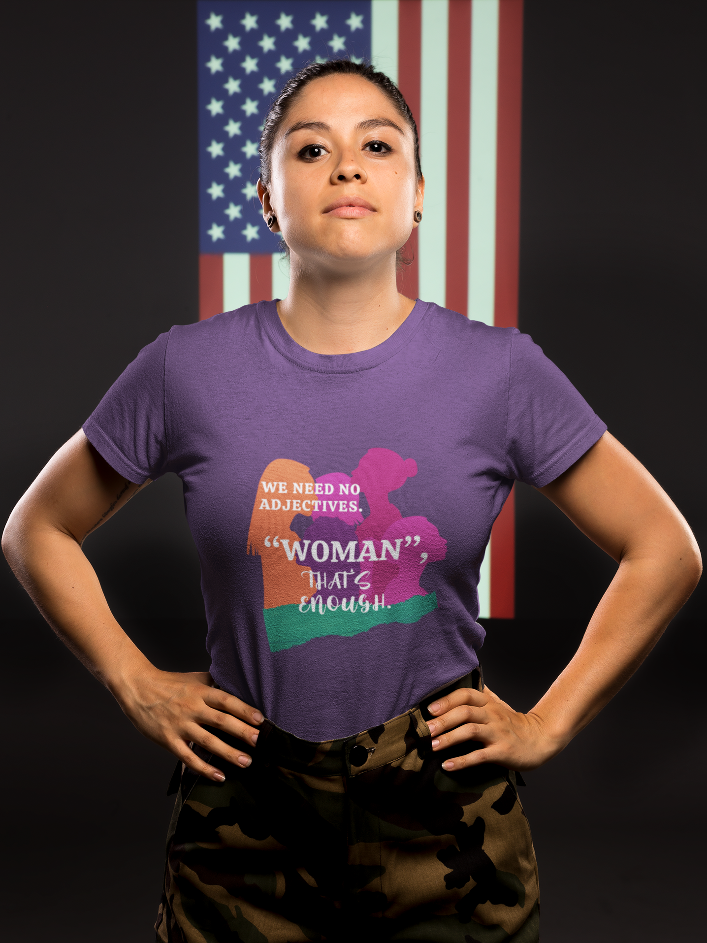 We Need No Adjective Woman Cotton Tee