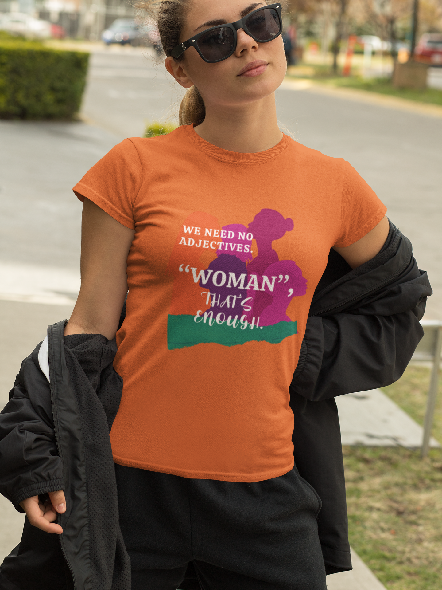 We Need No Adjective Woman Cotton Tee