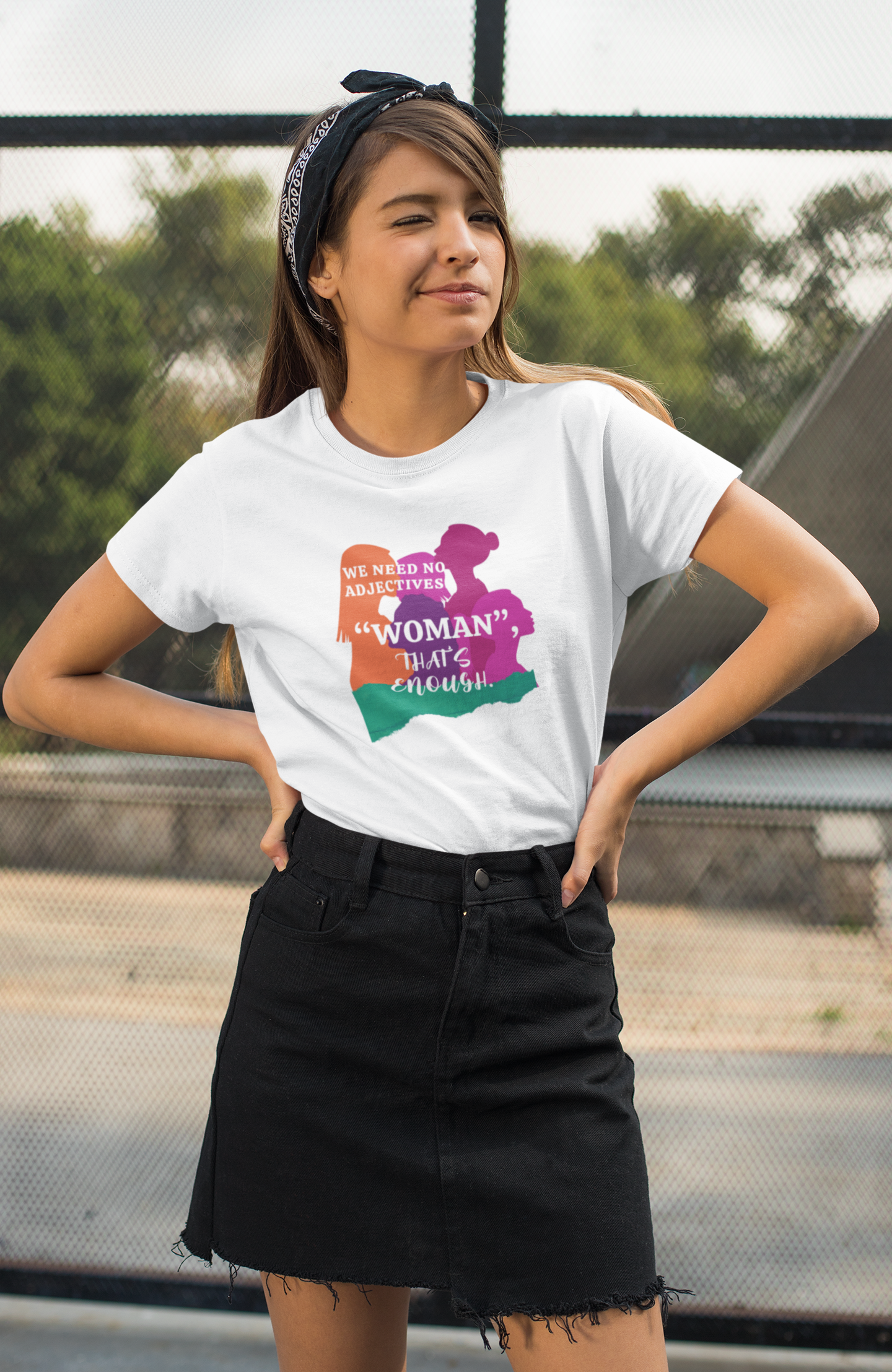 We Need No Adjective Woman Cotton Tee