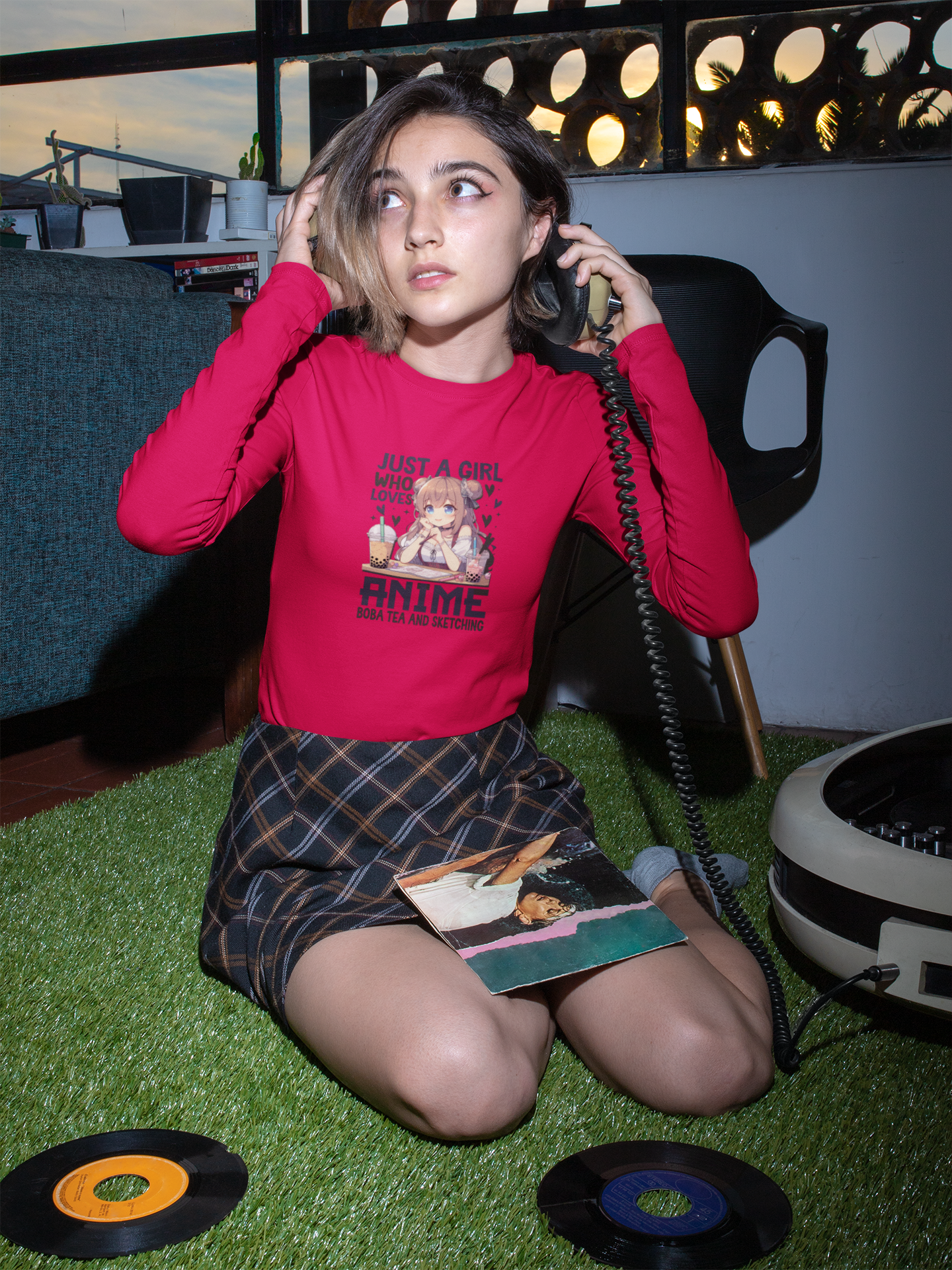 Girl who Loved Anime, Bobo Tea & Sketching Long Sleeve Tee