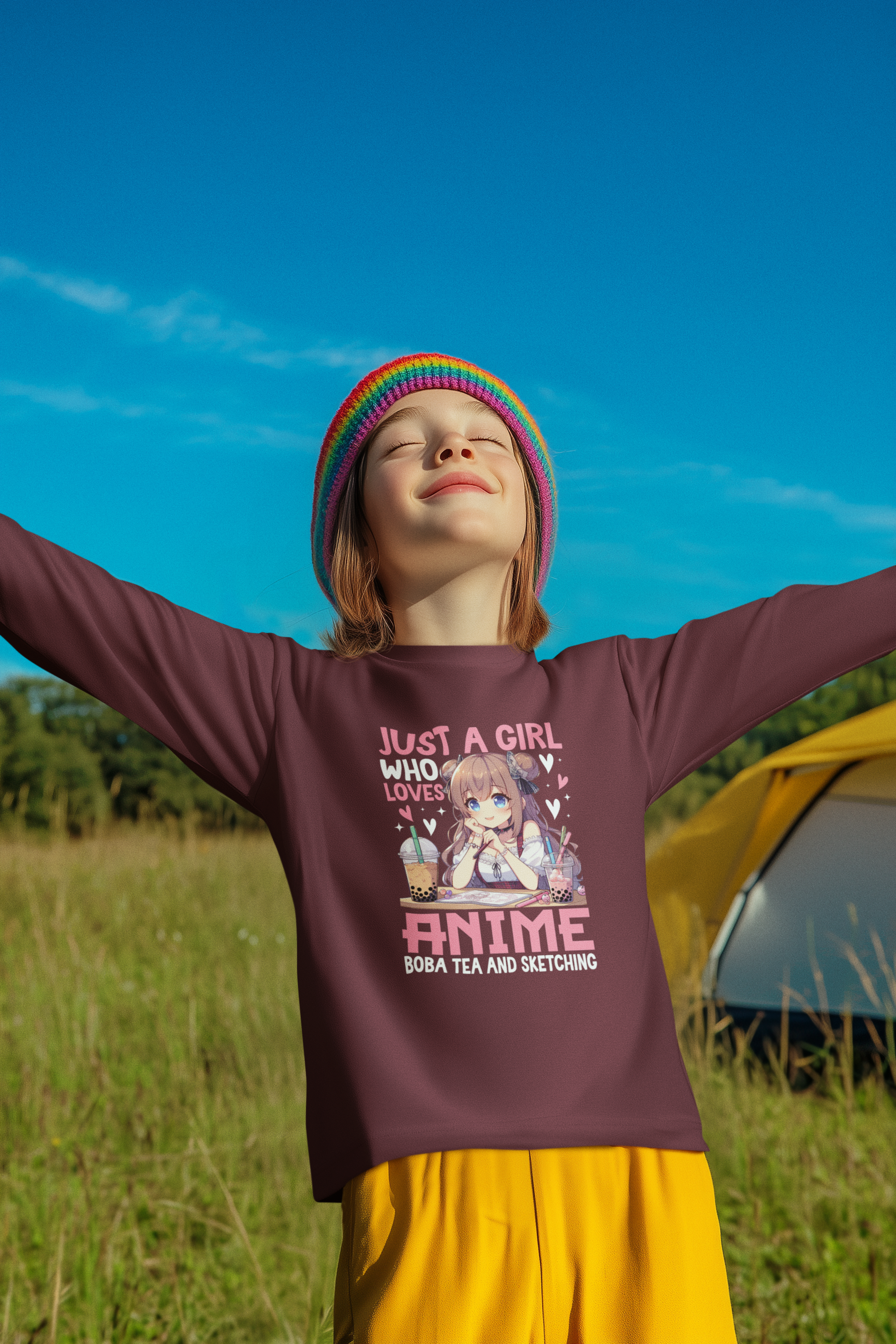 Girl who Loved Anime, Bobo Tea & Sketching Long Sleeve Tee