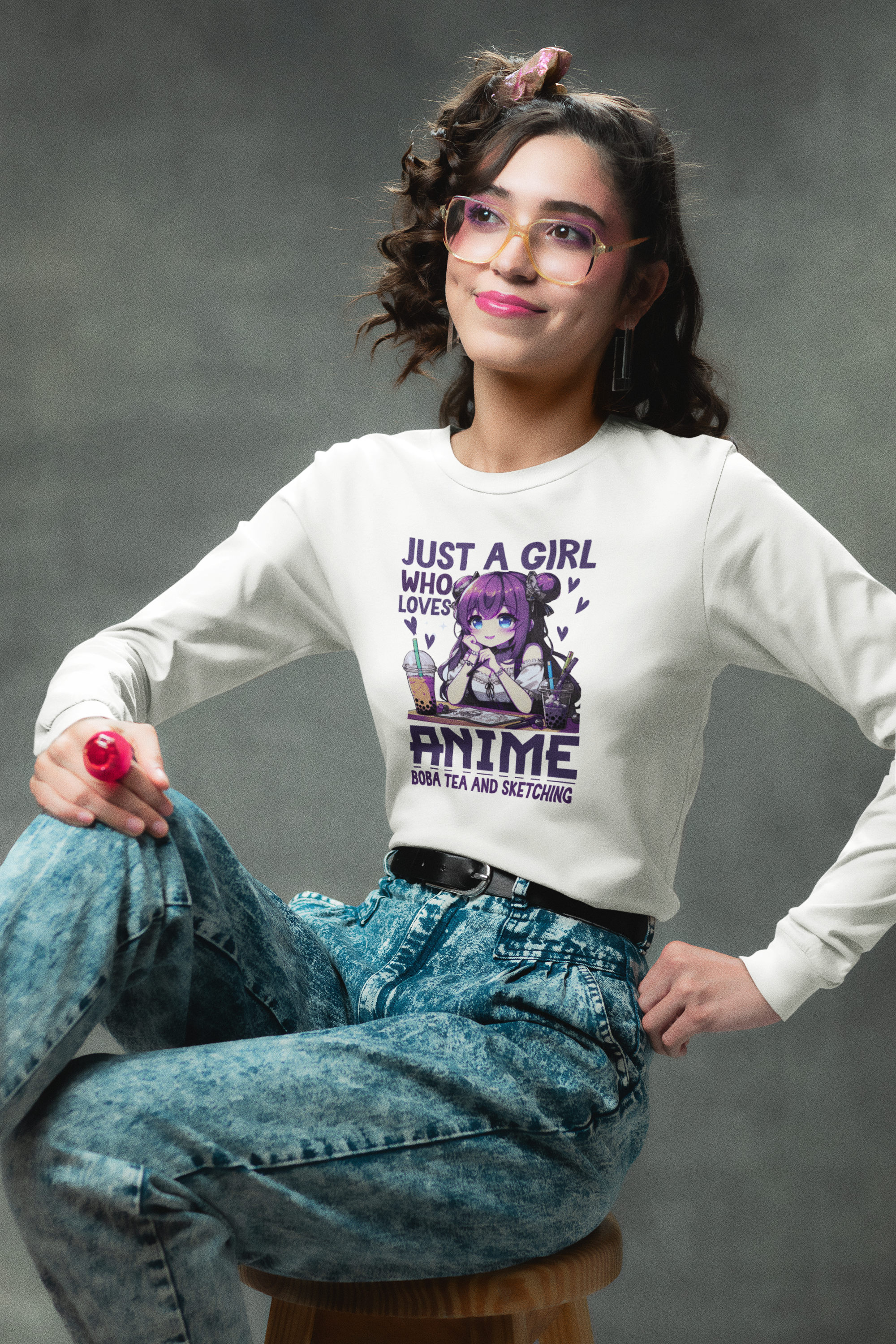 Girl who Loved Anime, Bobo Tea & Sketching Long Sleeve Tee