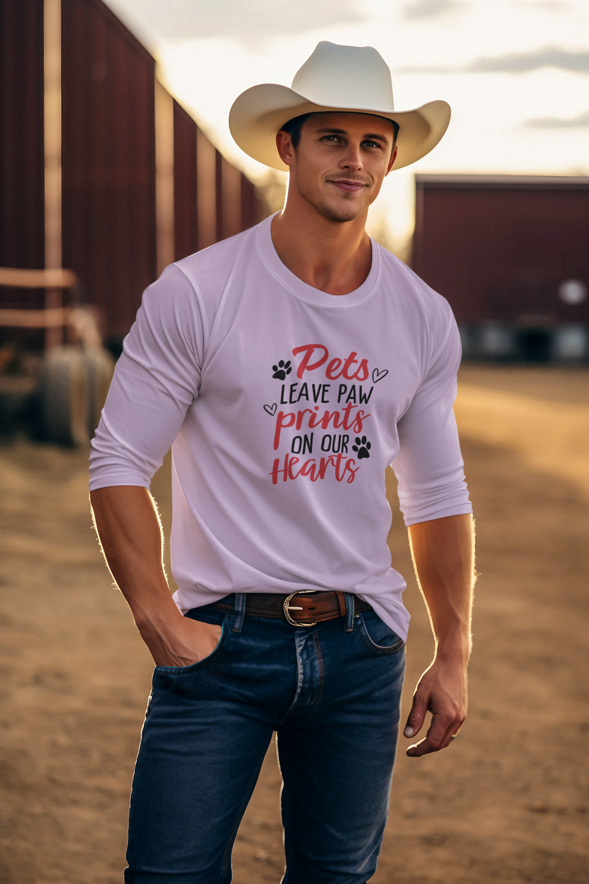 Pets Leave Paw Prints Long Sleeve T-Shirt