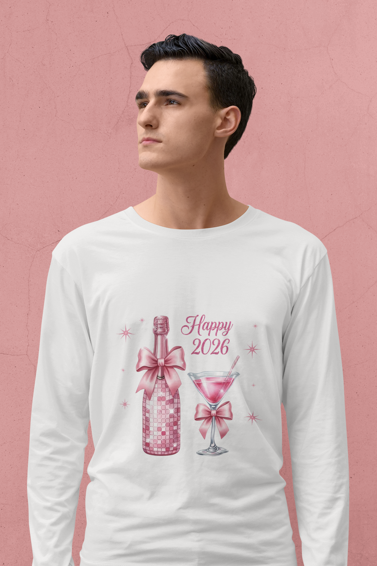 Happy 2026 Champagne & Cocktail Long Sleeve Tee