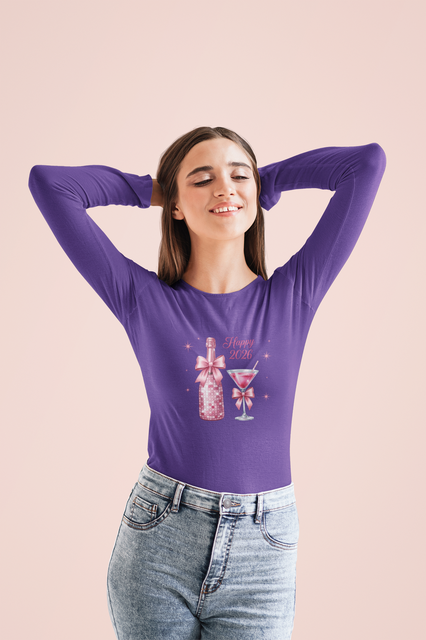 Happy 2026 Champagne & Cocktail Long Sleeve Tee