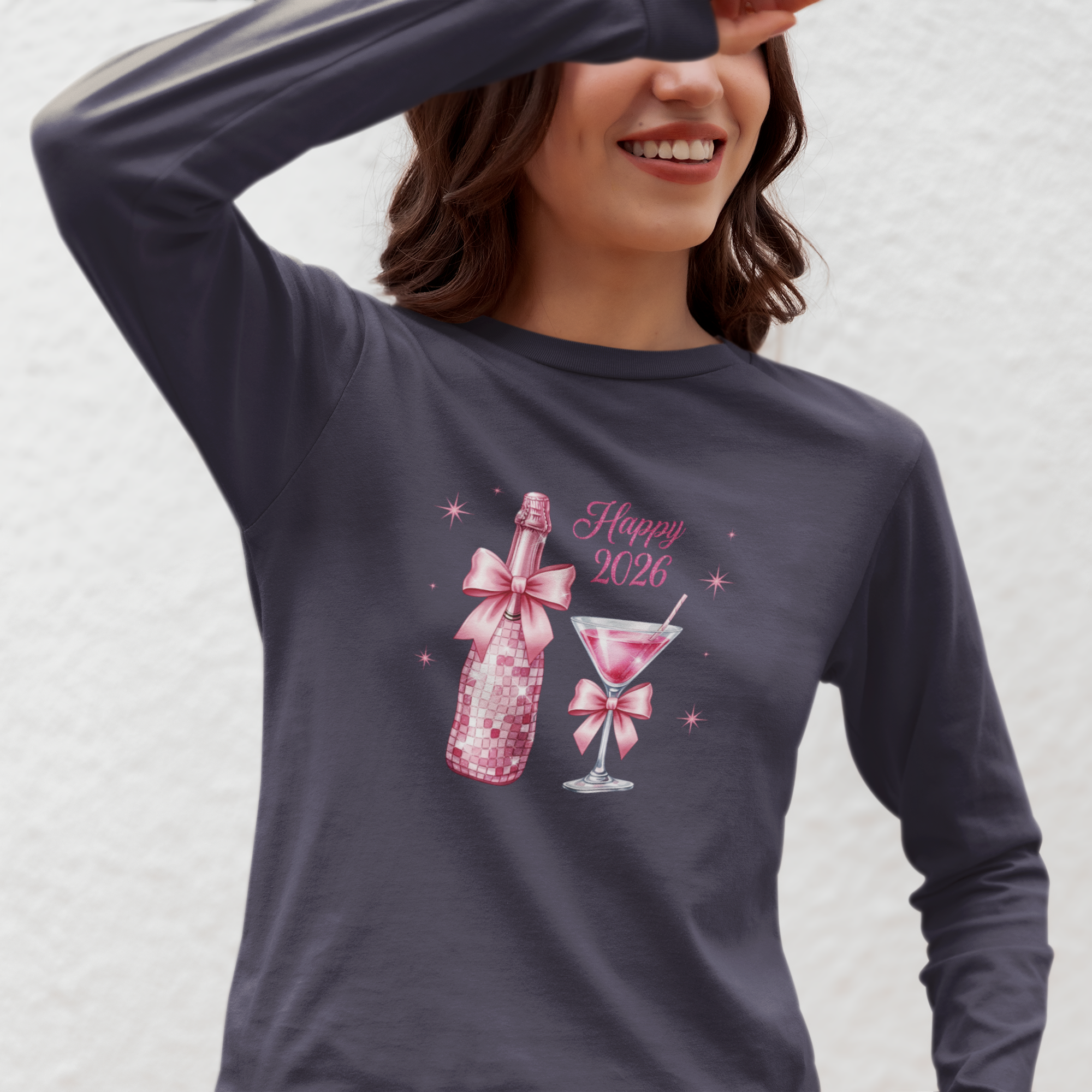 Happy 2026 Champagne & Cocktail Long Sleeve Tee