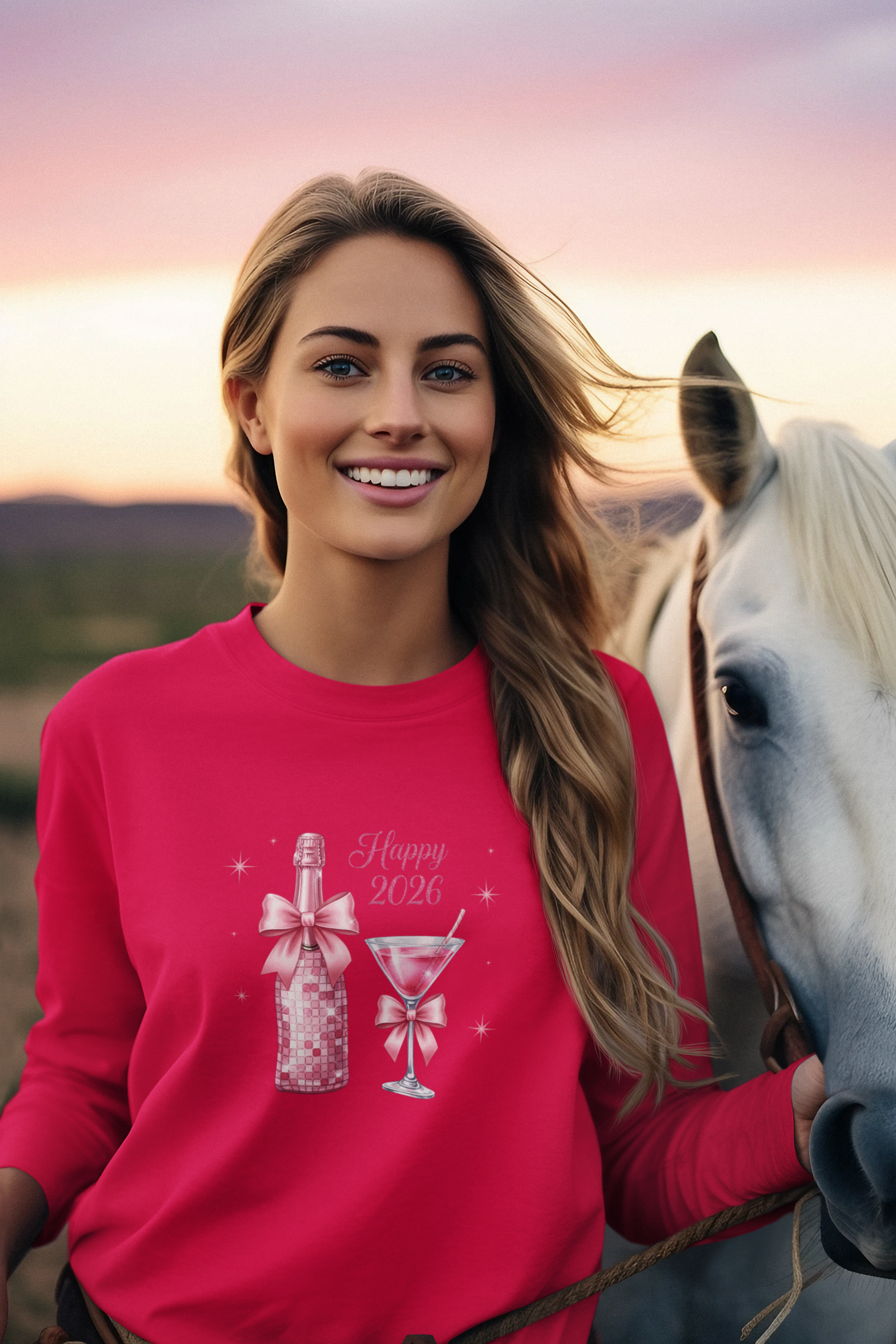 Happy 2026 Champagne & Cocktail Long Sleeve Tee