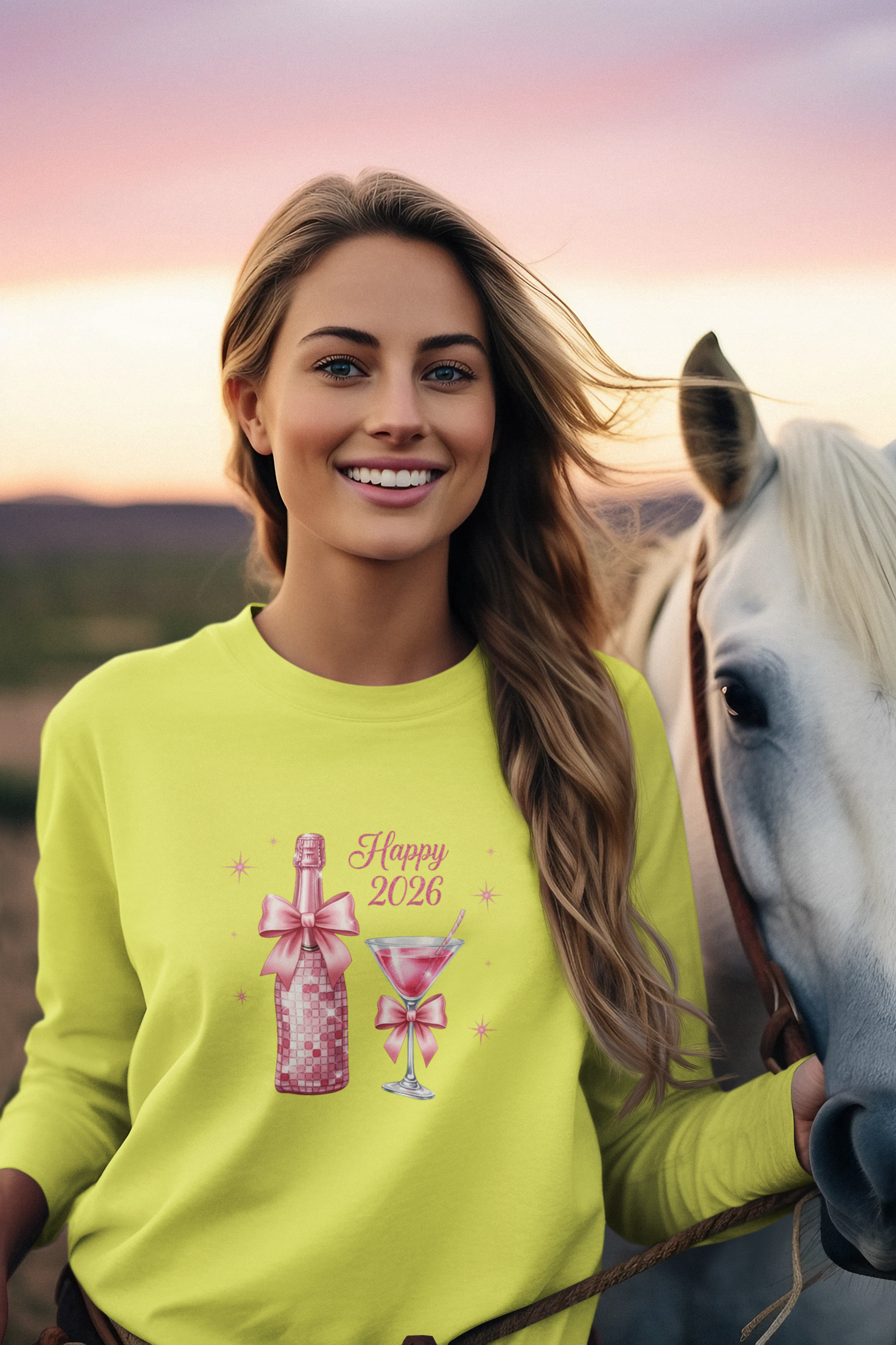 Happy 2026 Champagne & Cocktail Long Sleeve Tee