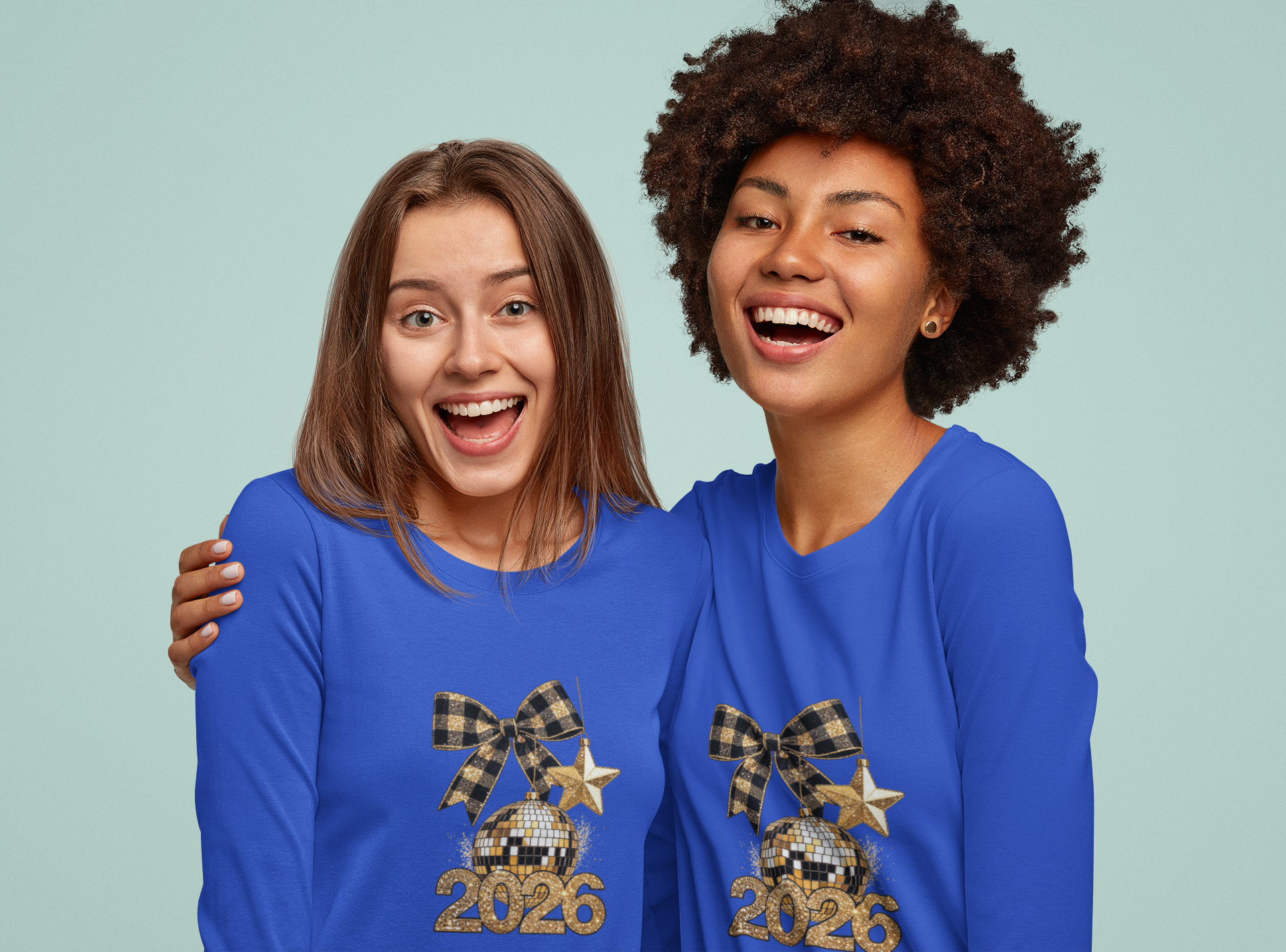 Happy 2026 Bow & Star Long Sleeve Tee
