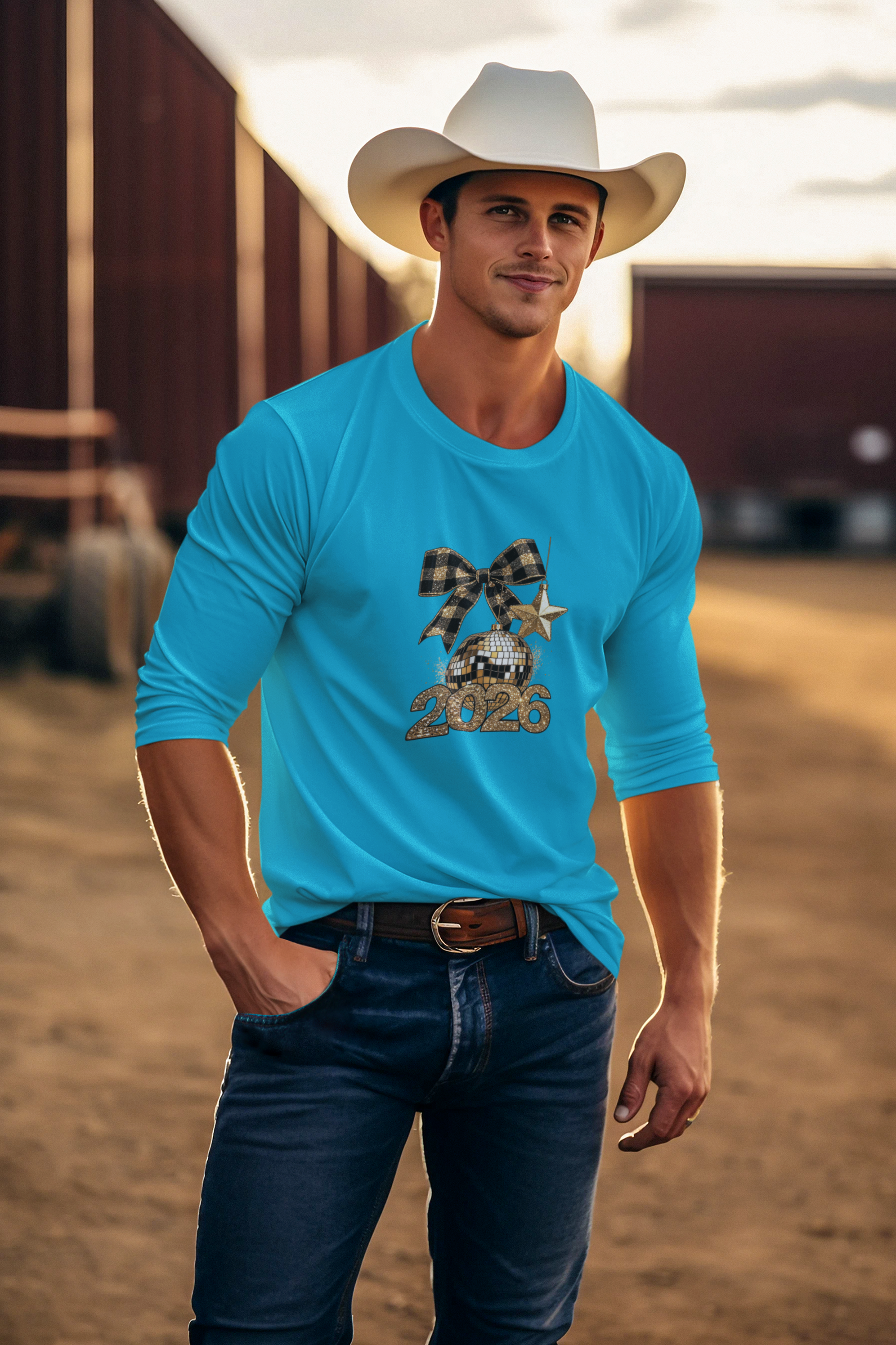 Happy 2026 Bow & Star Long Sleeve Tee