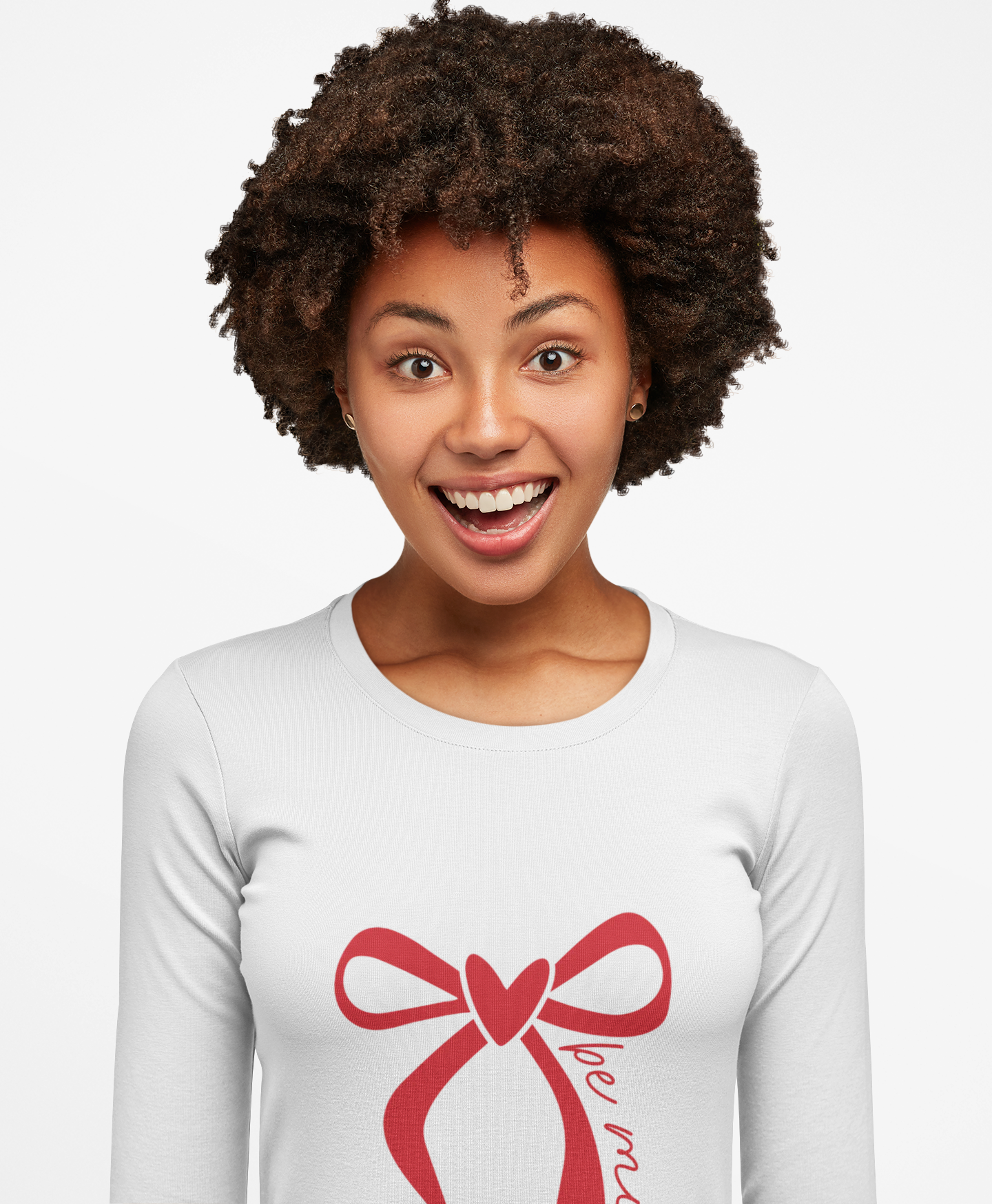 Long Sleeve Tee — Red Ribbon Bow 'Be Mine' Valentine Graphic