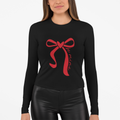 Long Sleeve Tee — Red Ribbon Bow 'Be Mine' Valentine Graphic