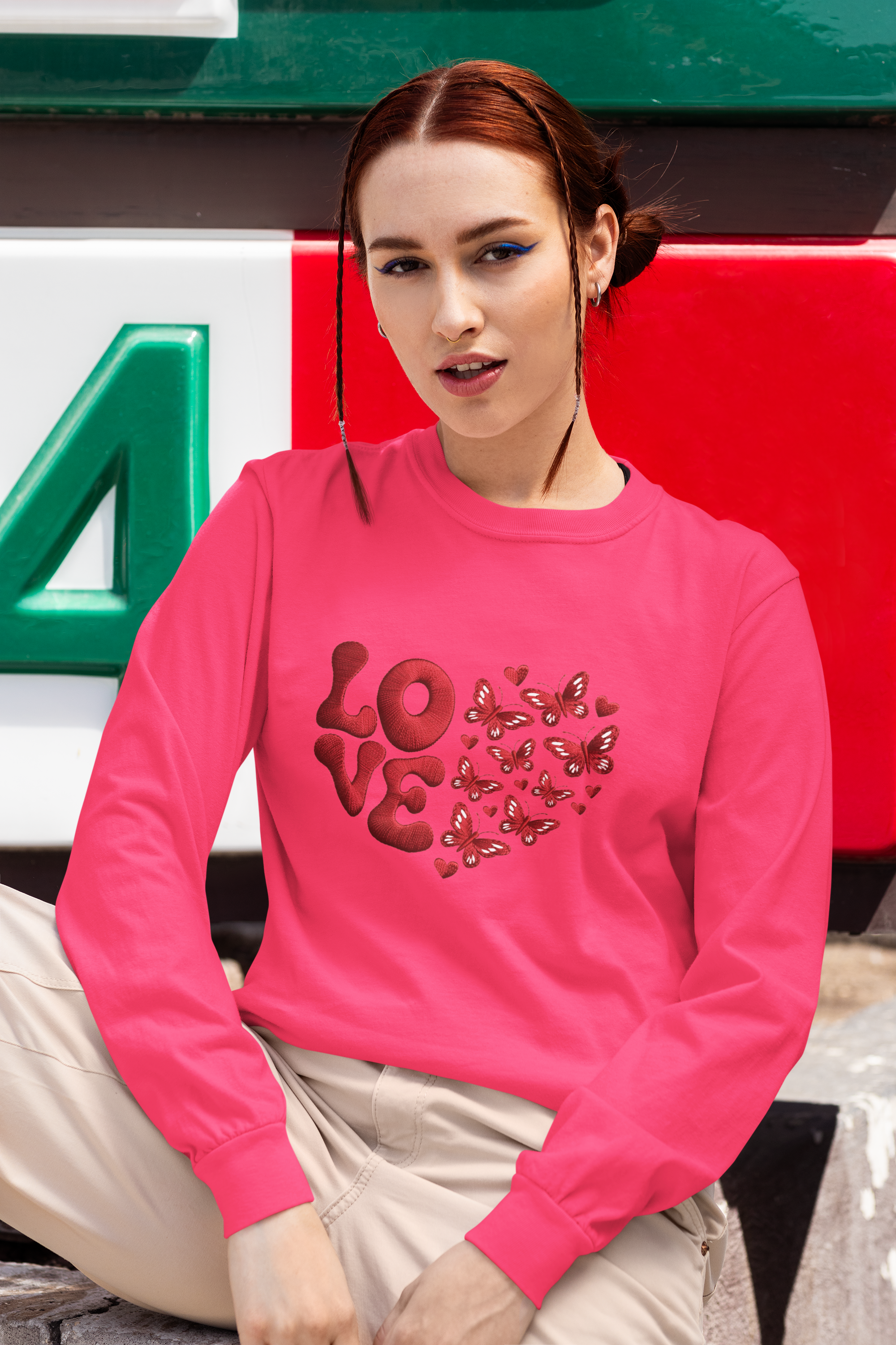 Love Heart Butterfly Long Sleeve Tee