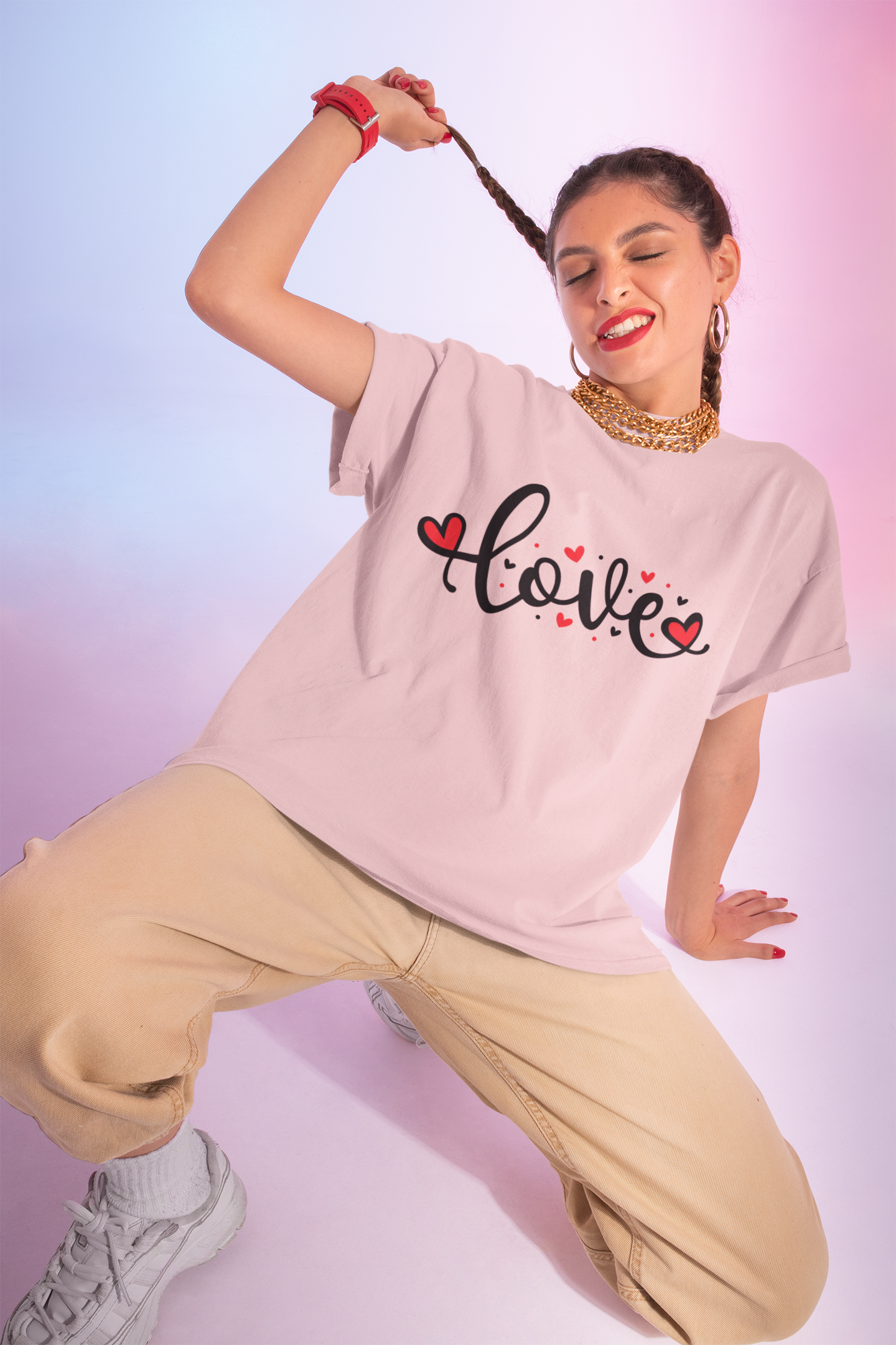 Love Script T‑Shirt — Cute Heart Graphic Tee for Valentine’s Day