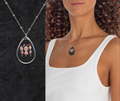 Girls Besties Valentine Oval Pendant Necklace — Cute Pink Ballerina Girls Design, Personalized Gift