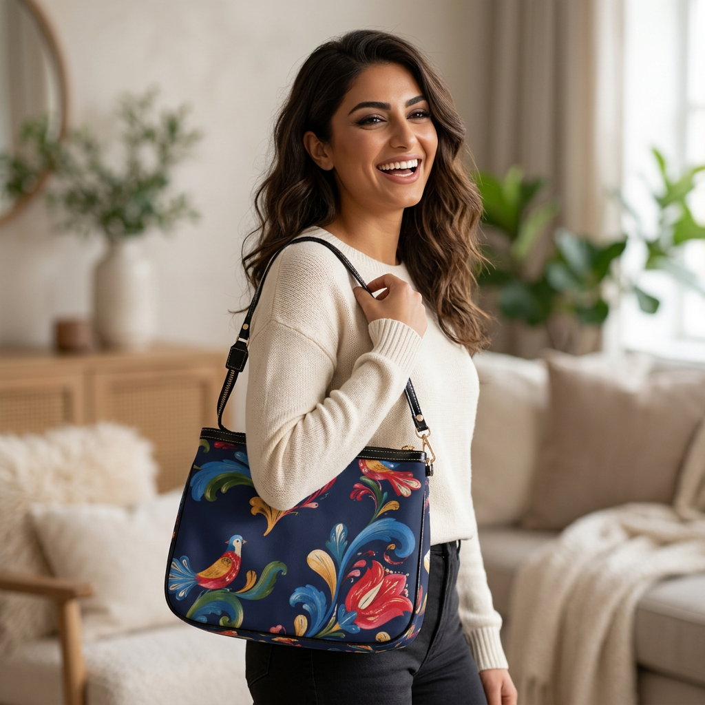 Floral Folk Bird Shoulder Bag