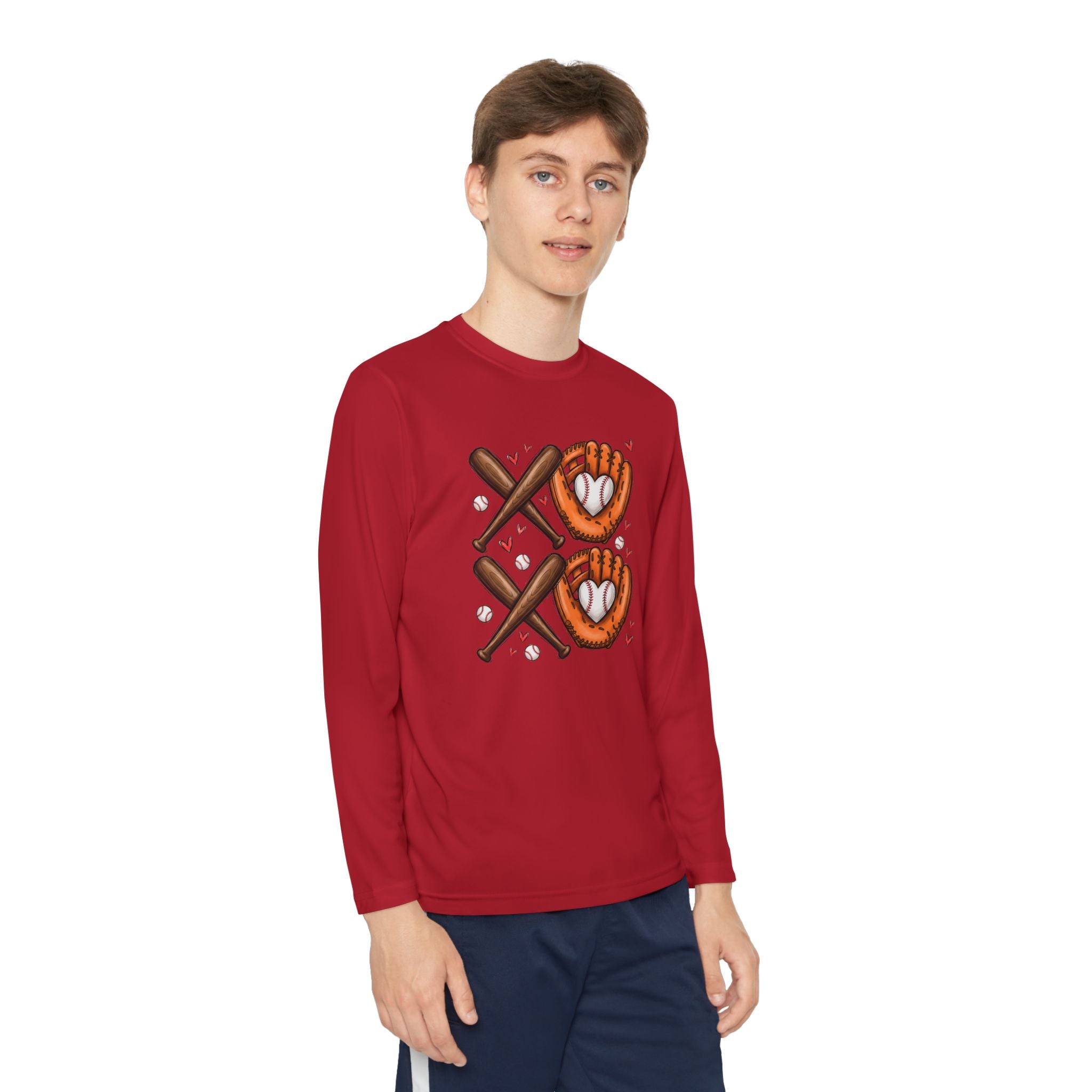 Baseball Glove & Bat Youth  Long Sleeve Tee