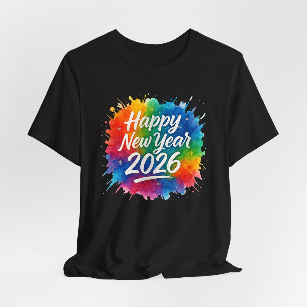 Watercolor Splash Happy New Year 2026 T-Shir