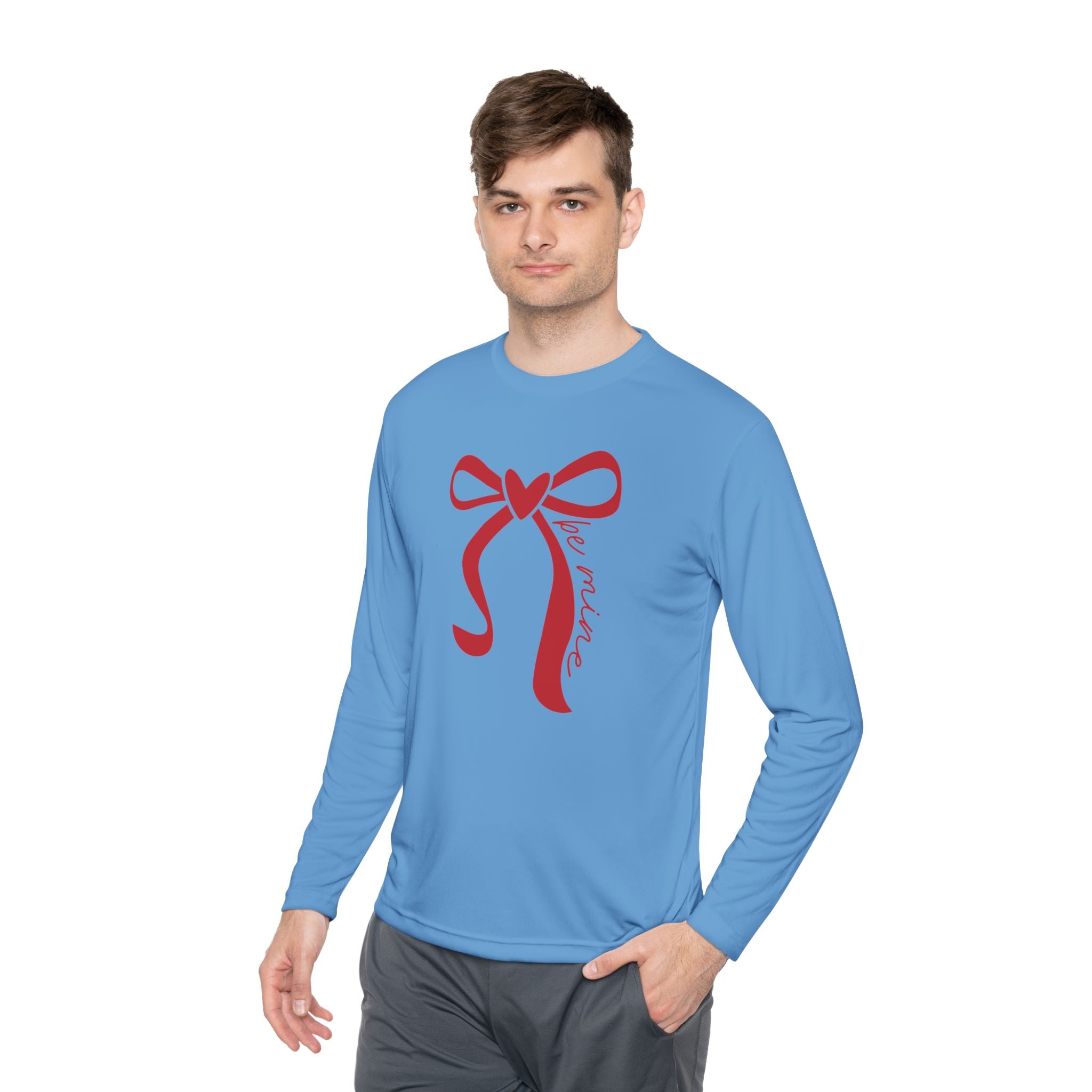 Long Sleeve Tee — Red Ribbon Bow 'Be Mine' Valentine Graphic