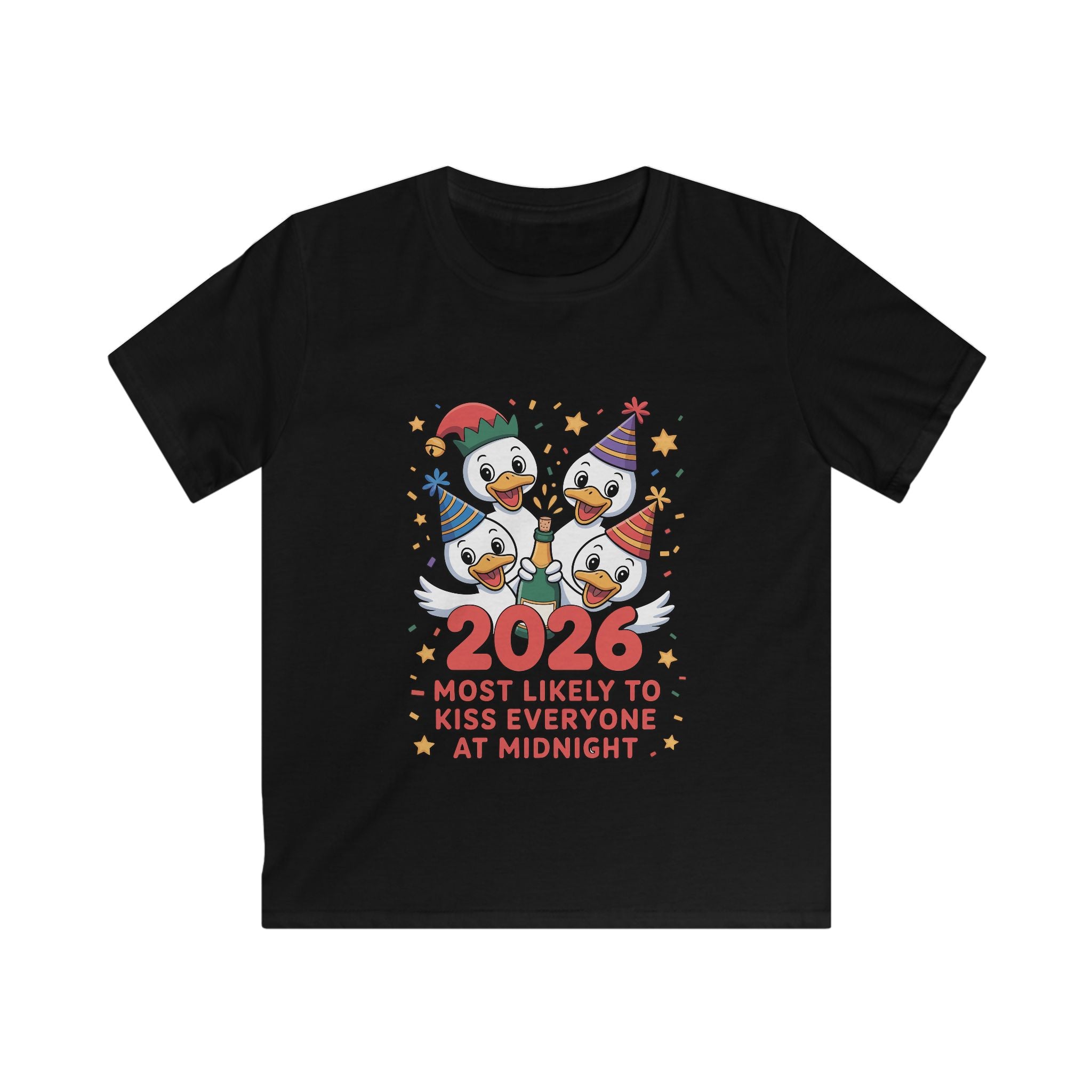 Cute Duck New Year Kids Tee — “New Year, New Toppings!”